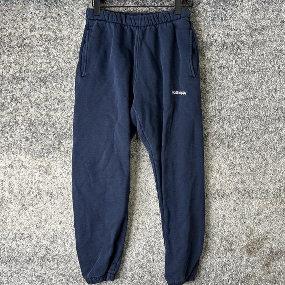 Madhappy Sweatpants Mens Small Navy Blue Joggers Cotton Fleece Embroidered - Picture 1 of 9